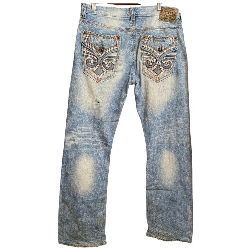 Vintage Affliction Blake Black Premium Jeans Mens 34 Distressed Y2K Straight Leg